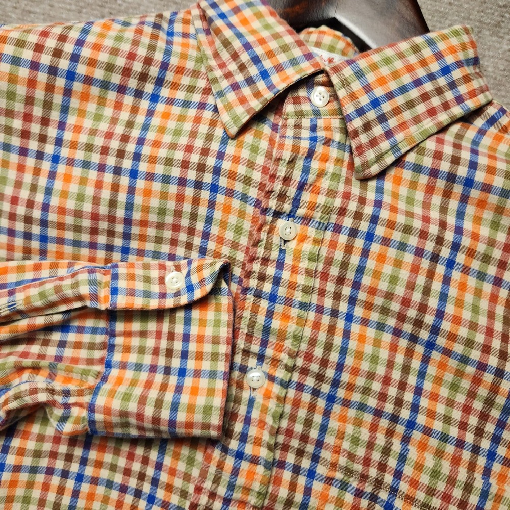 Teena Hicks Company Button Down Shirt Mens M Multi Color Plaid Made in‎ USA